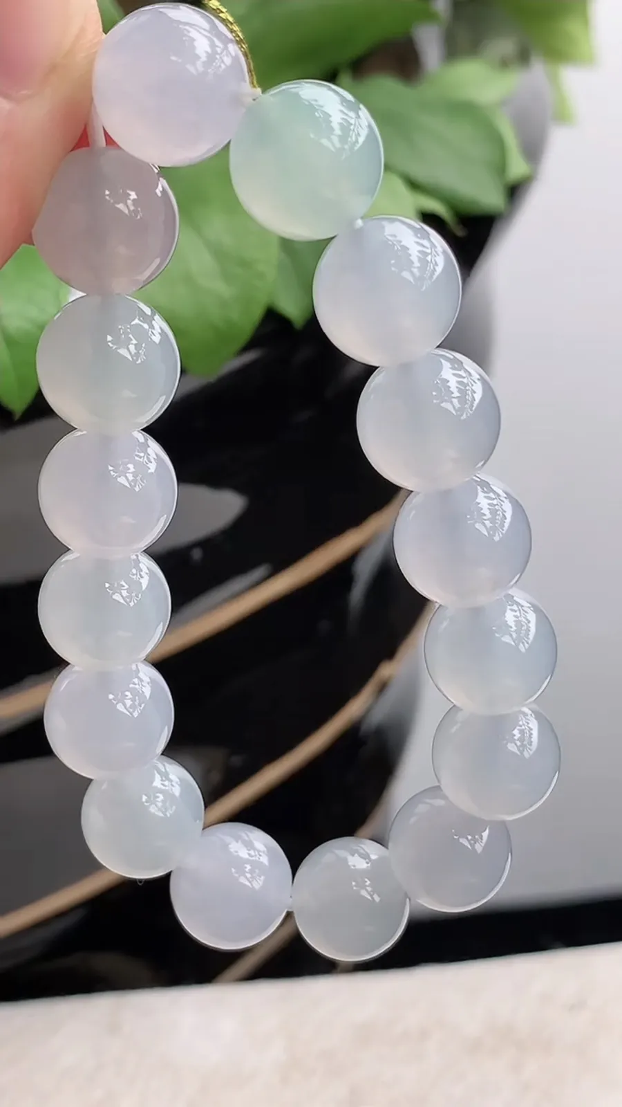 a货翡翠冰种白月光圆珠佛珠手串16颗 尺寸12mm 重量51.92g 1216