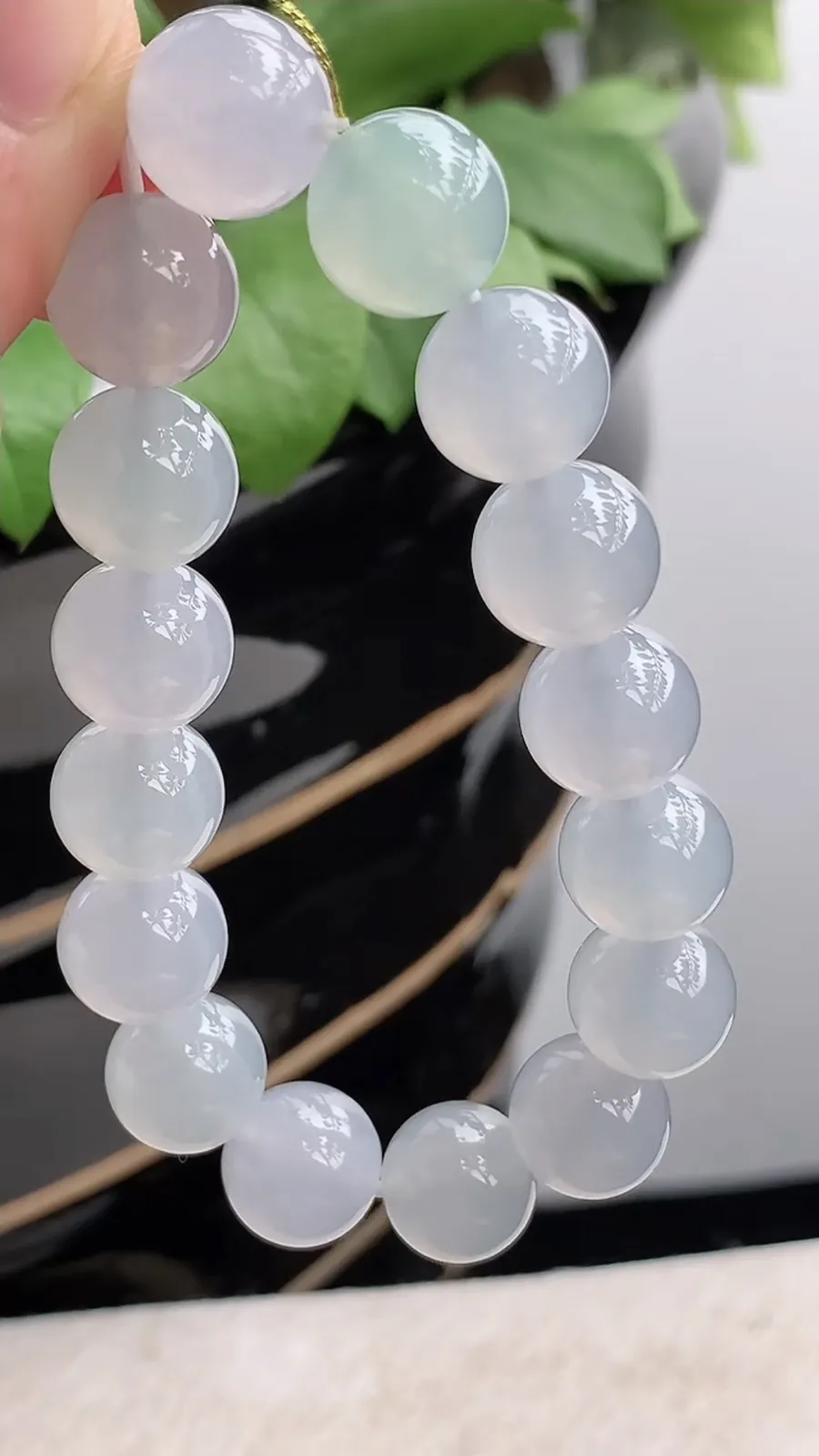 a货翡翠冰种白月光圆珠佛珠手串16颗 尺寸12mm 重量51.92g 1216