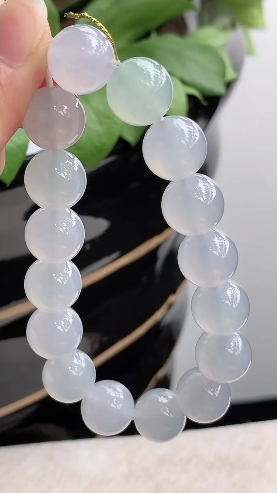 a货翡翠冰种白月光圆珠佛珠手串16颗 尺寸12mm 重量51.92g 1216