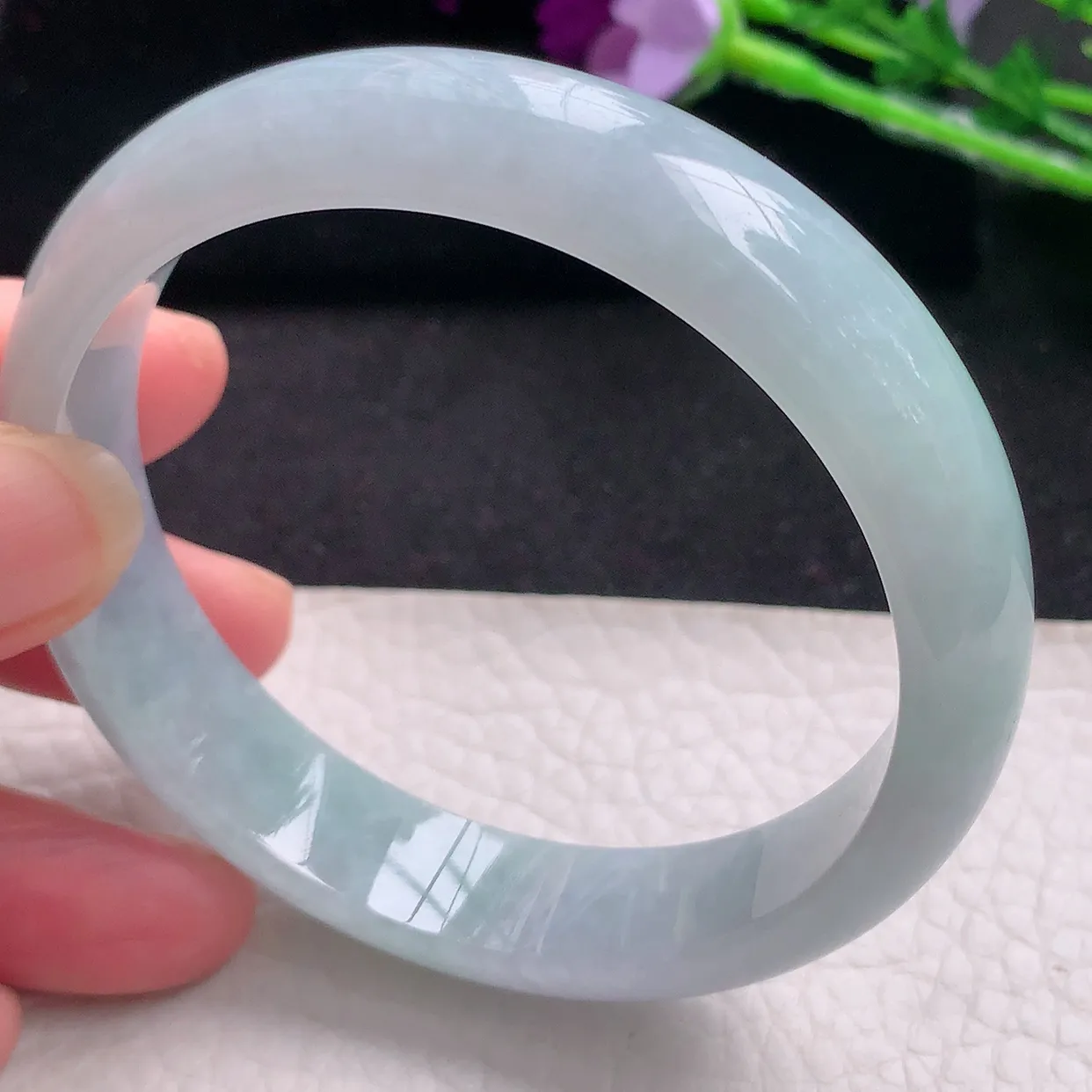 ee自然光59.5*13.5*7.3平安镯 缅甸翡翠A货清新宽边玉手镯玉手环