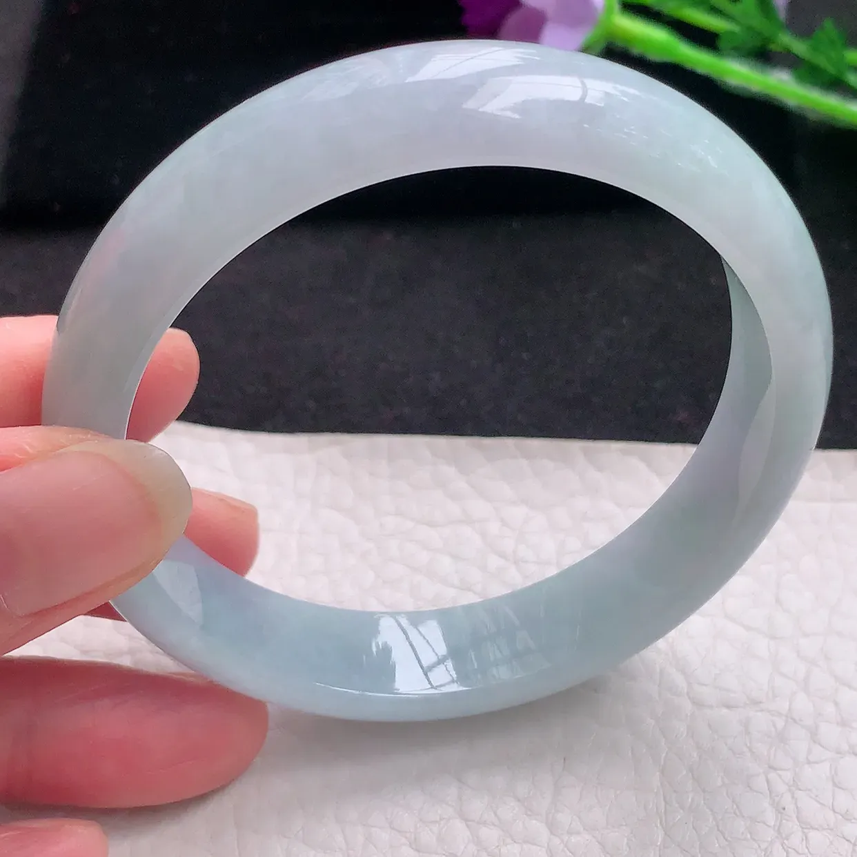 ee自然光59.5*13.5*7.3平安镯 缅甸翡翠A货清新宽边玉手镯玉手环