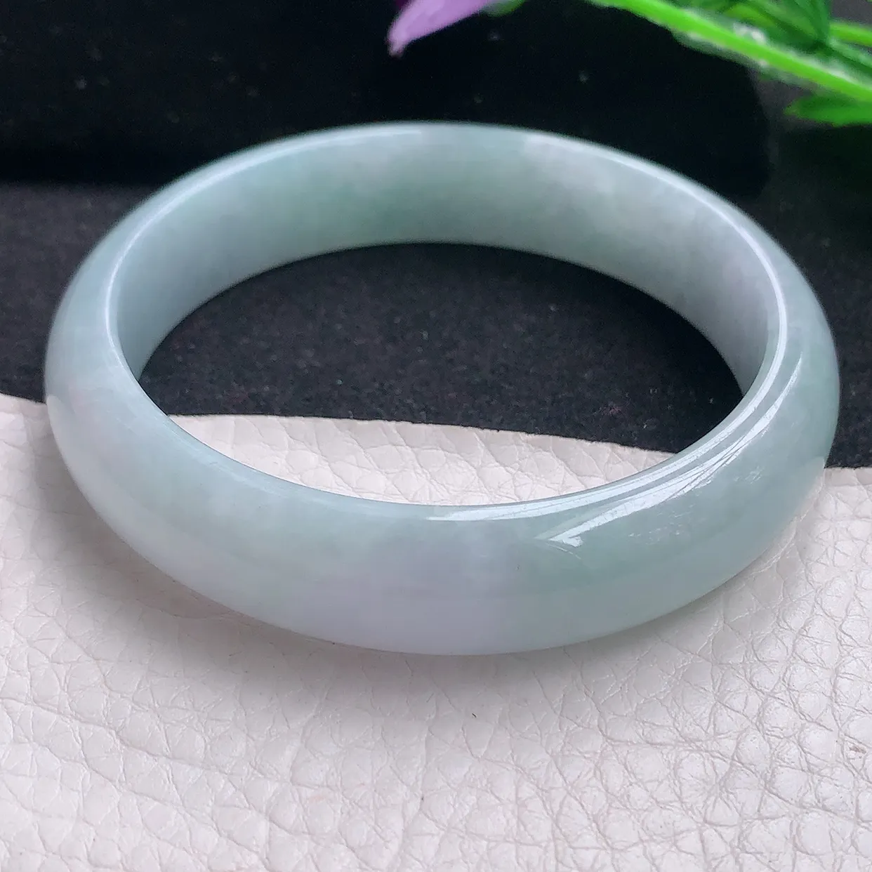 ee自然光59.5*13.5*7.3平安镯 缅甸翡翠A货清新宽边玉手镯玉手环