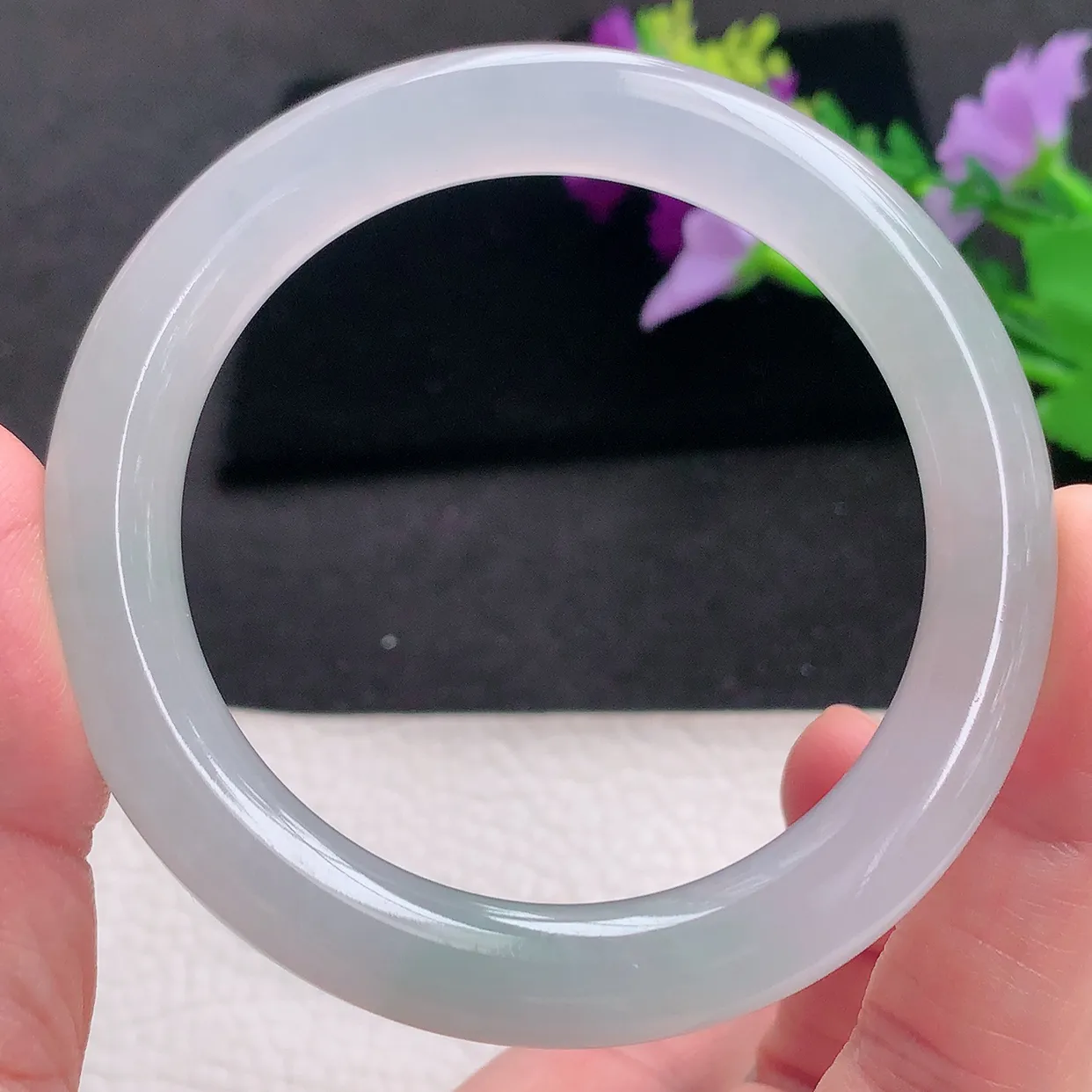 fy自然光54*9.3美人镯 翡翠玉手镯冰纯圆条玉手环 美人镯