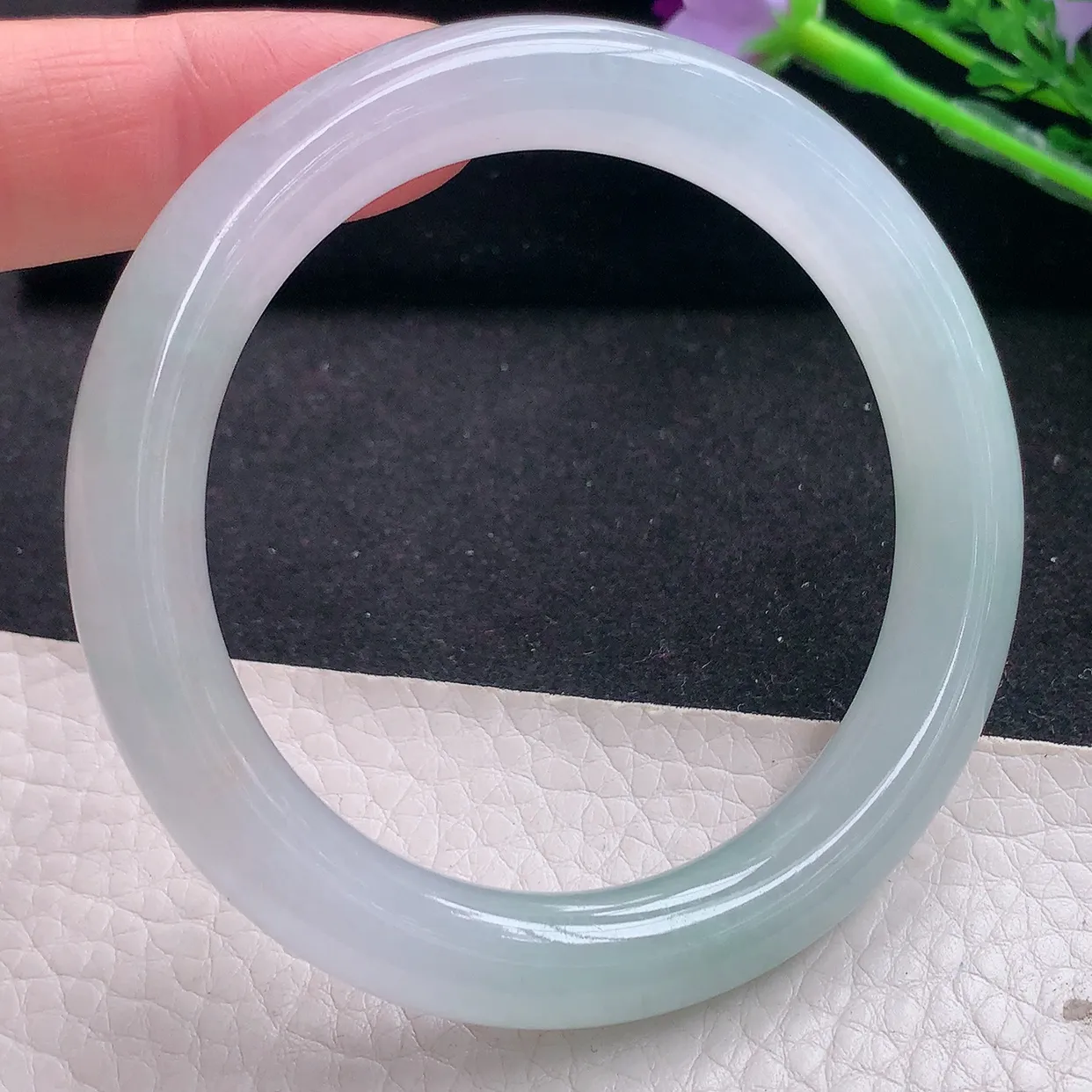 fy自然光54*9.3美人镯 翡翠玉手镯冰纯圆条玉手环 美人镯