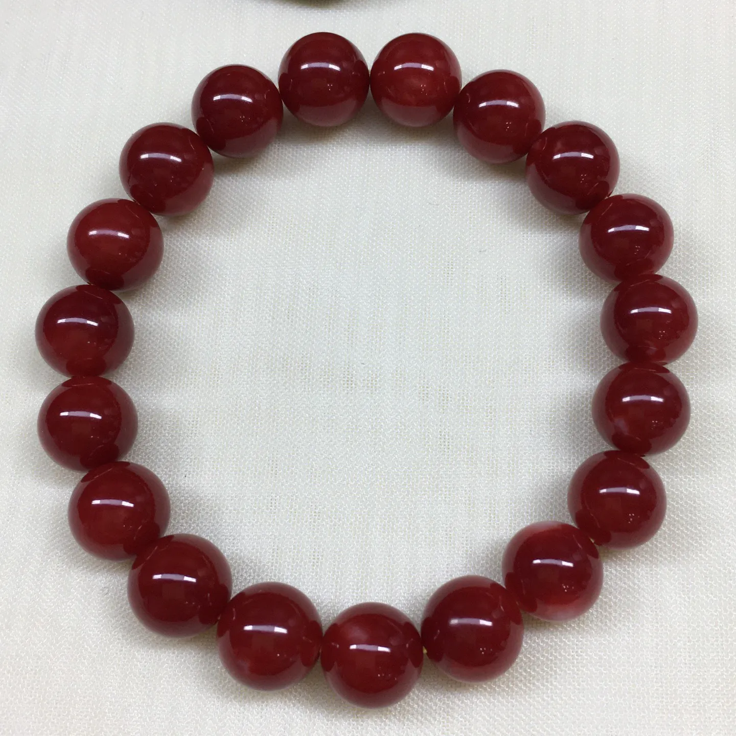 【天然日本阿卡牛血红珊瑚9.2mm大圆珠单圈手串】️遇不可求！日本产地，阿卡材料，牛血红颜色，光泽