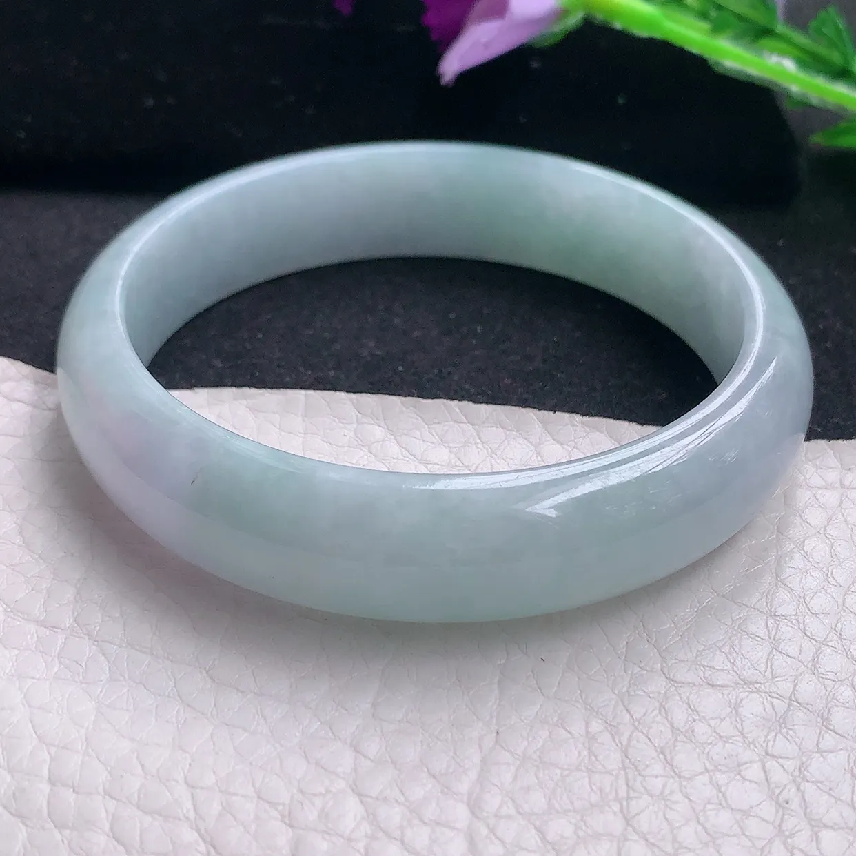 ee自然光59.5*13.5*7.3平安镯 缅甸翡翠A货清新宽边玉手镯玉手环