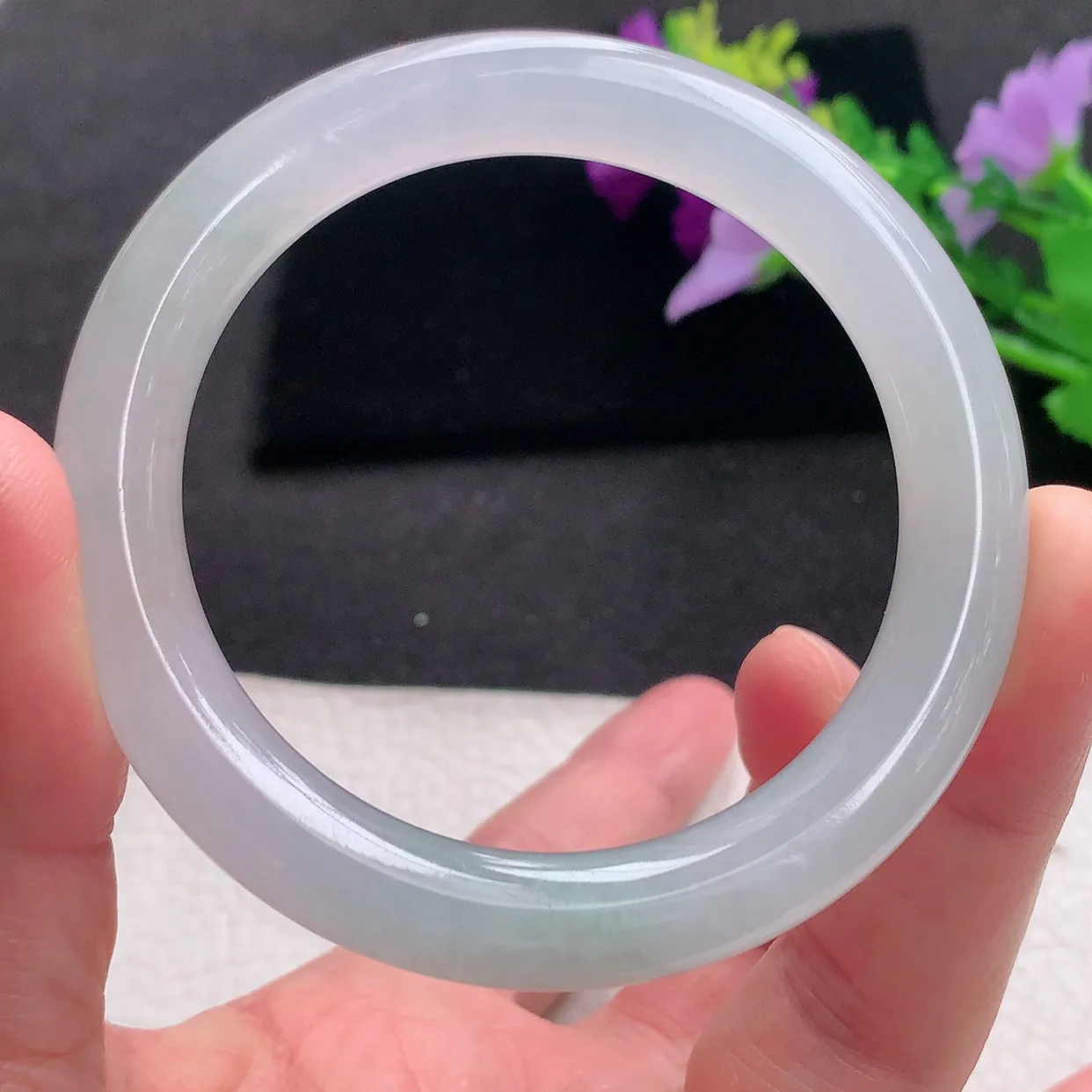 fy自然光54*9.3美人镯 翡翠玉手镯冰纯圆条玉手环 美人镯