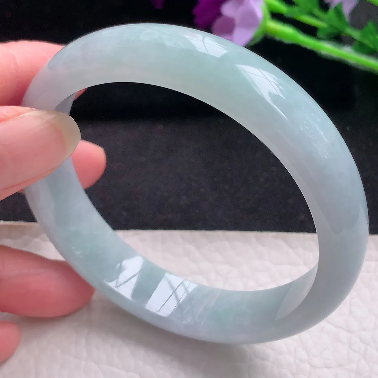 ee自然光59.5*13.5*7.3平安镯 缅甸翡翠A货清新宽边玉手镯玉手环