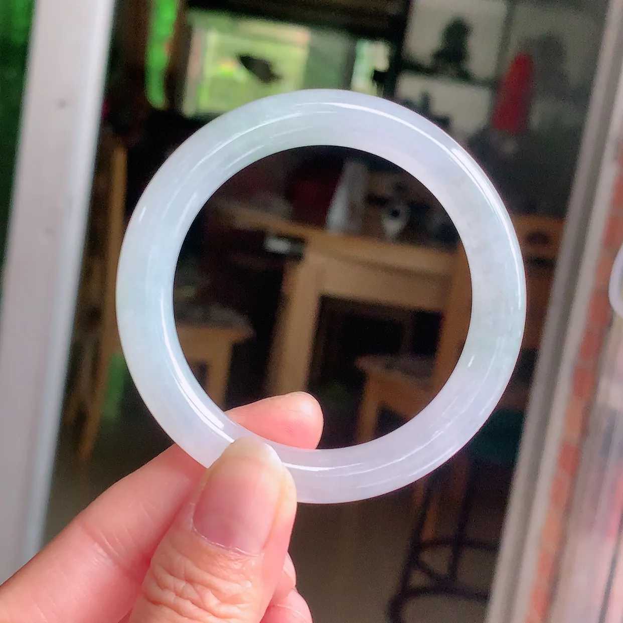 fy自然光54*9.3美人镯 翡翠玉手镯冰纯圆条玉手环 美人镯