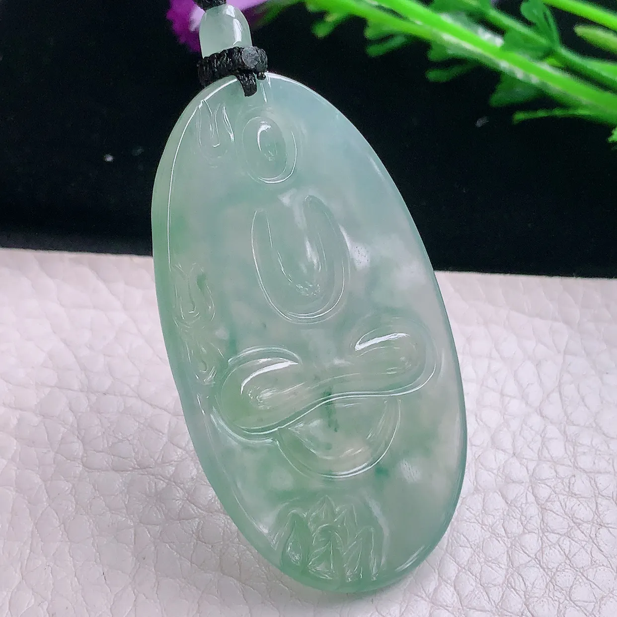 yl实拍53.8*31.5*5.3天然翡翠a货睛水大日如来佛祖吊坠冰透精雕守护神玉坠