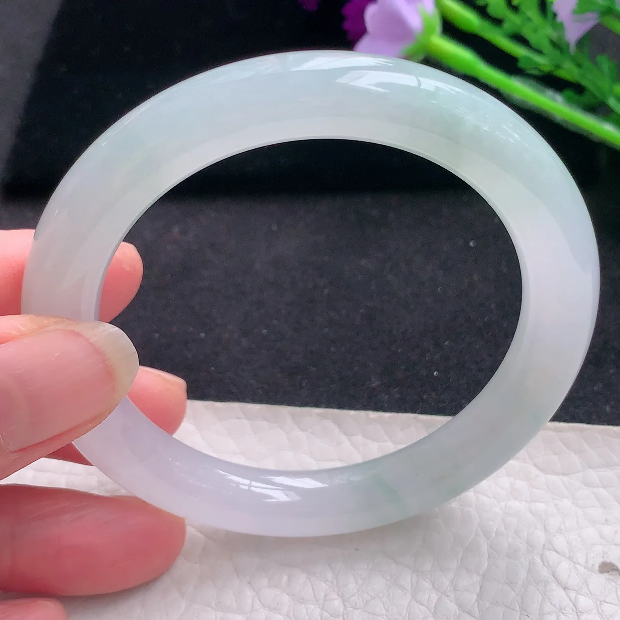 fy自然光54*9.3美人镯 翡翠玉手镯冰纯圆条玉手环 美人镯