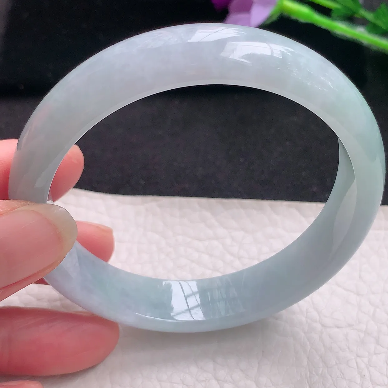 ee自然光59.5*13.5*7.3平安镯 缅甸翡翠A货清新宽边玉手镯玉手环