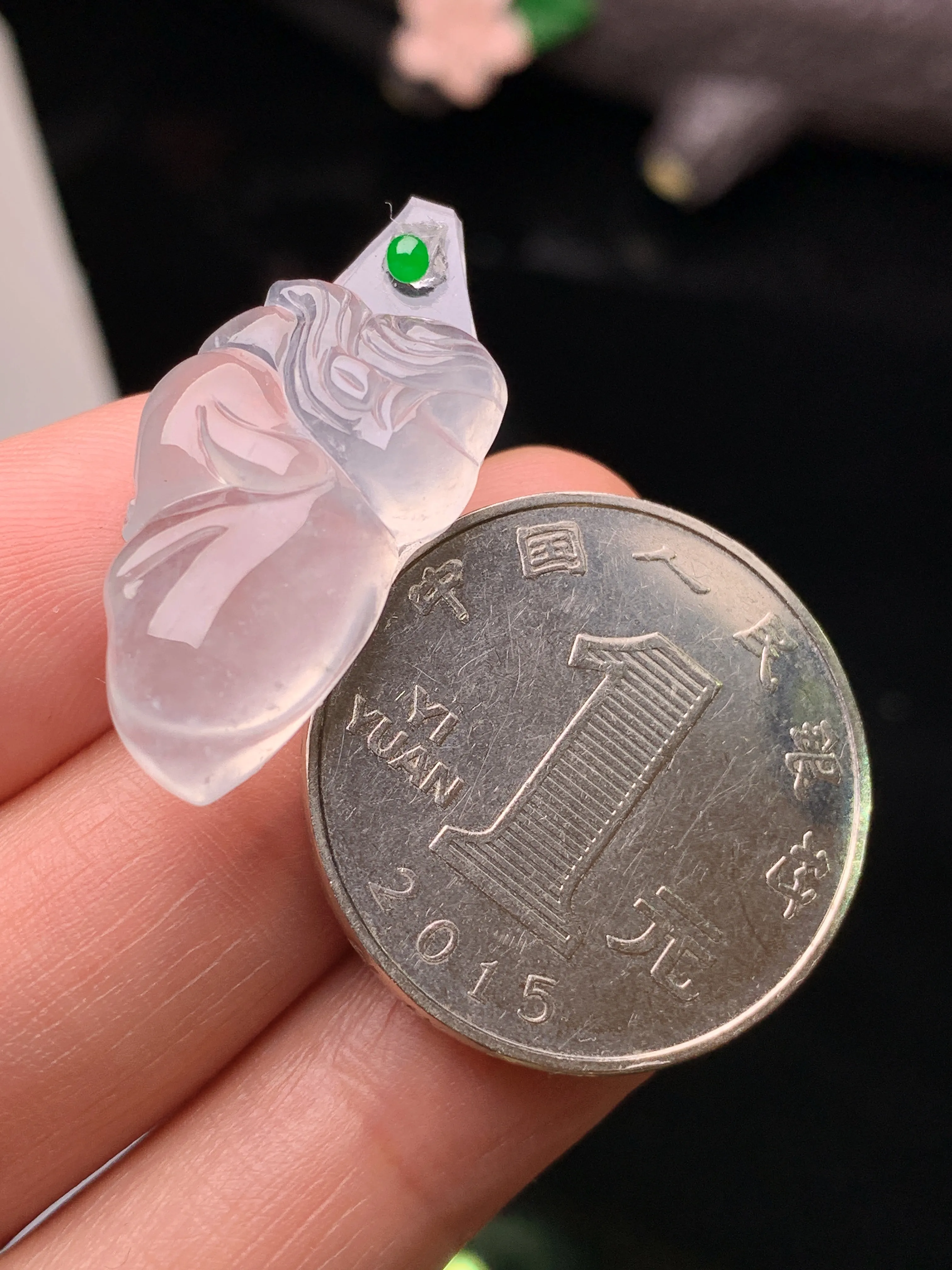 镶嵌款 冰种天使宝宝  玉质细腻 色泽清新艳丽 整体尺寸23.2*14*5.3