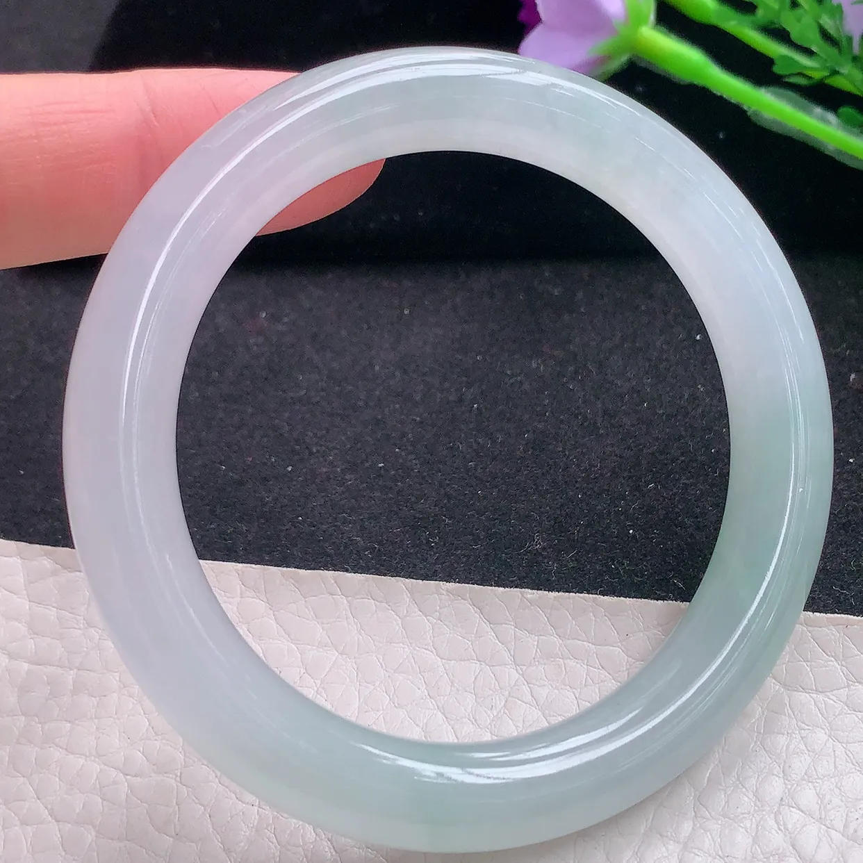 fy自然光54*9.3美人镯 翡翠玉手镯冰纯圆条玉手环 美人镯