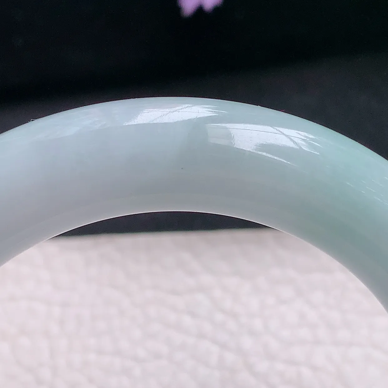 jx大圈口60.5*12胖圆镯 缅甸翡翠a货玉手镯飘蓝圆条玉手环 美人镯