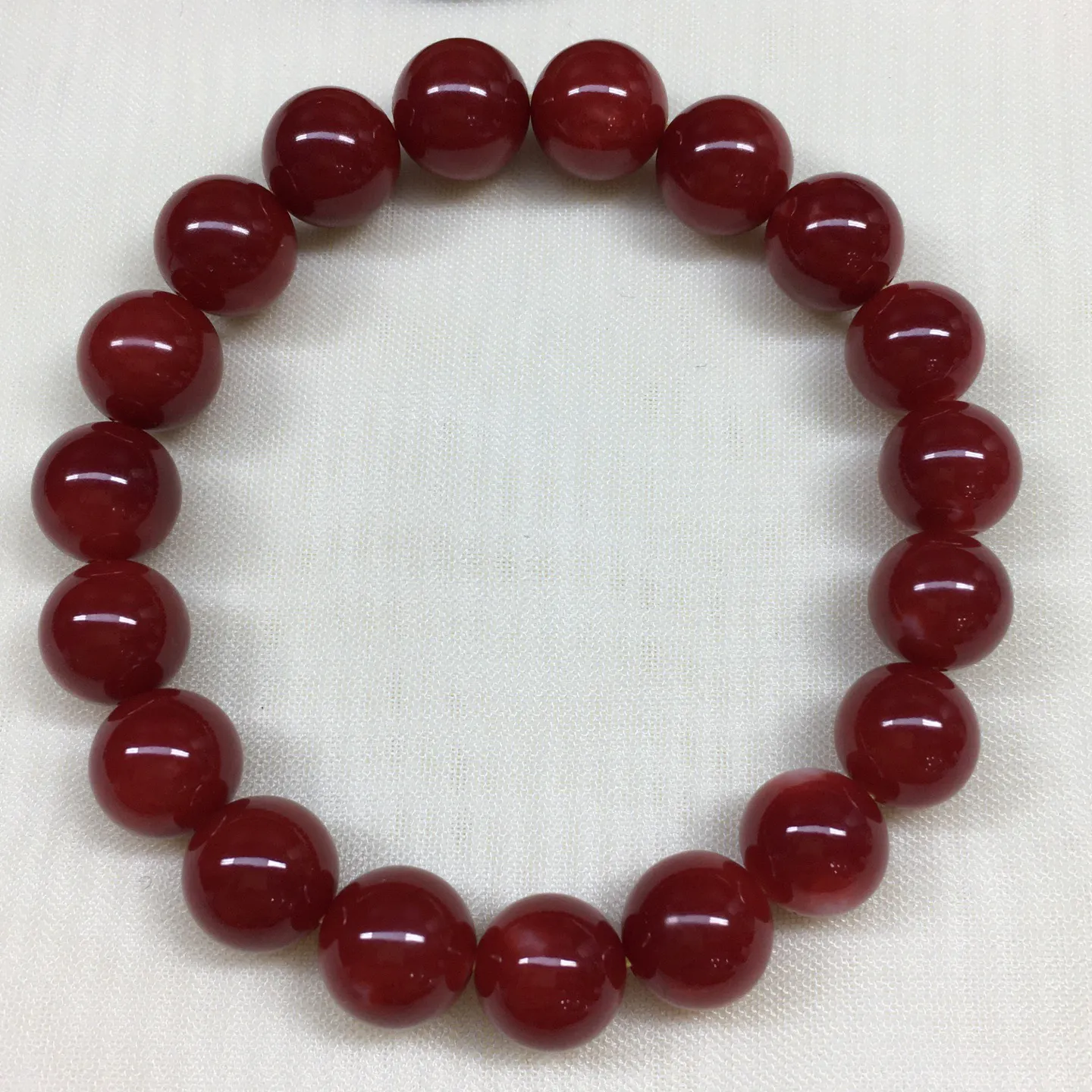 【天然日本阿卡牛血红珊瑚9.2mm大圆珠单圈手串】️遇不可求！日本产地，阿卡材料，牛血红颜色，光泽