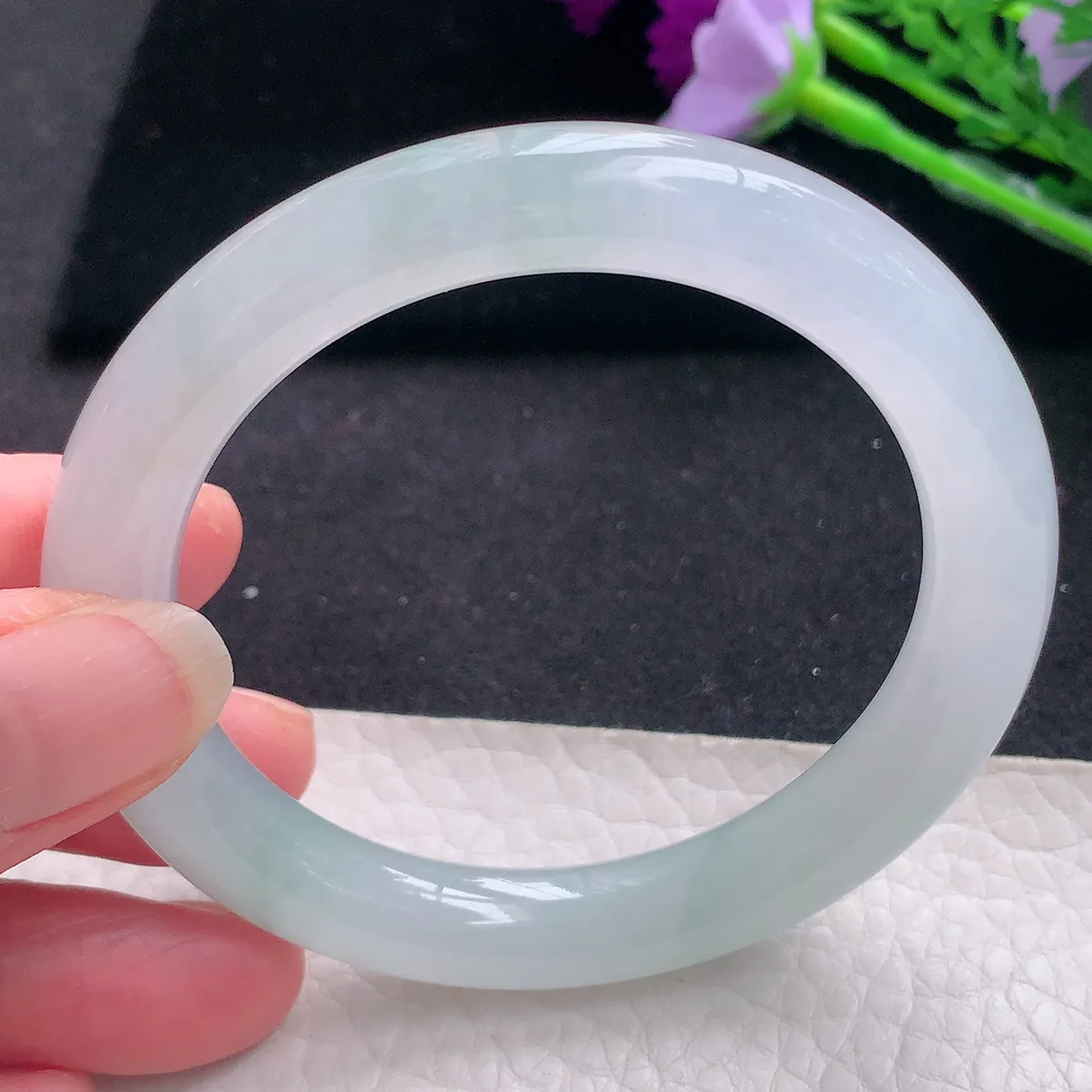 fy自然光54*9.3美人镯 翡翠玉手镯冰纯圆条玉手环 美人镯