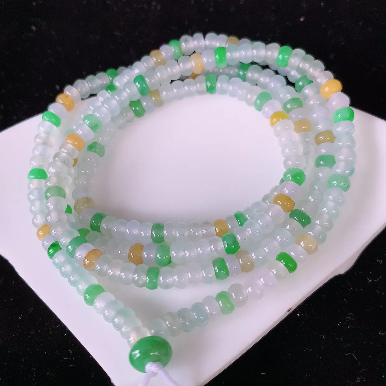 自然光实拍，冰种多宝翡翠项链，多彩翡翠珠链，颜色丰富，料子细腻，高档大气，自戴送礼佳品！#001.1取一尺寸4mm