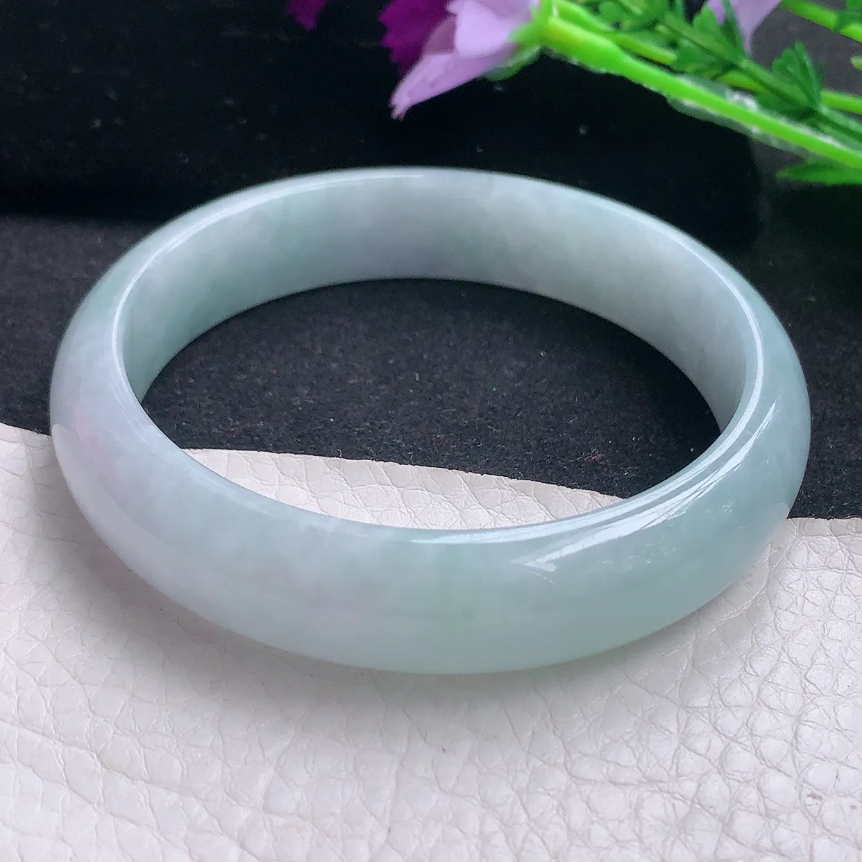 ee自然光59.5*13.5*7.3平安镯 缅甸翡翠A货清新宽边玉手镯玉手环