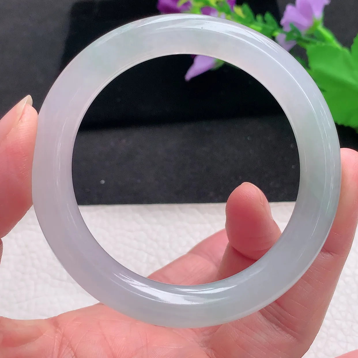 fy自然光54*9.3美人镯 翡翠玉手镯冰纯圆条玉手环 美人镯