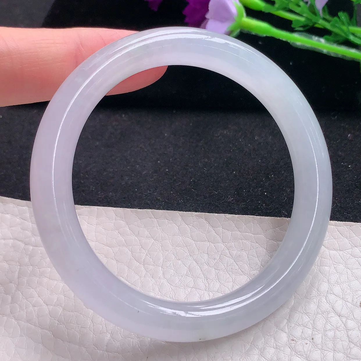 xh自然光55.3*9.2*8.8美人镯 翡翠a货玉手镯冰胶纯美圆条玉手环 平安镯