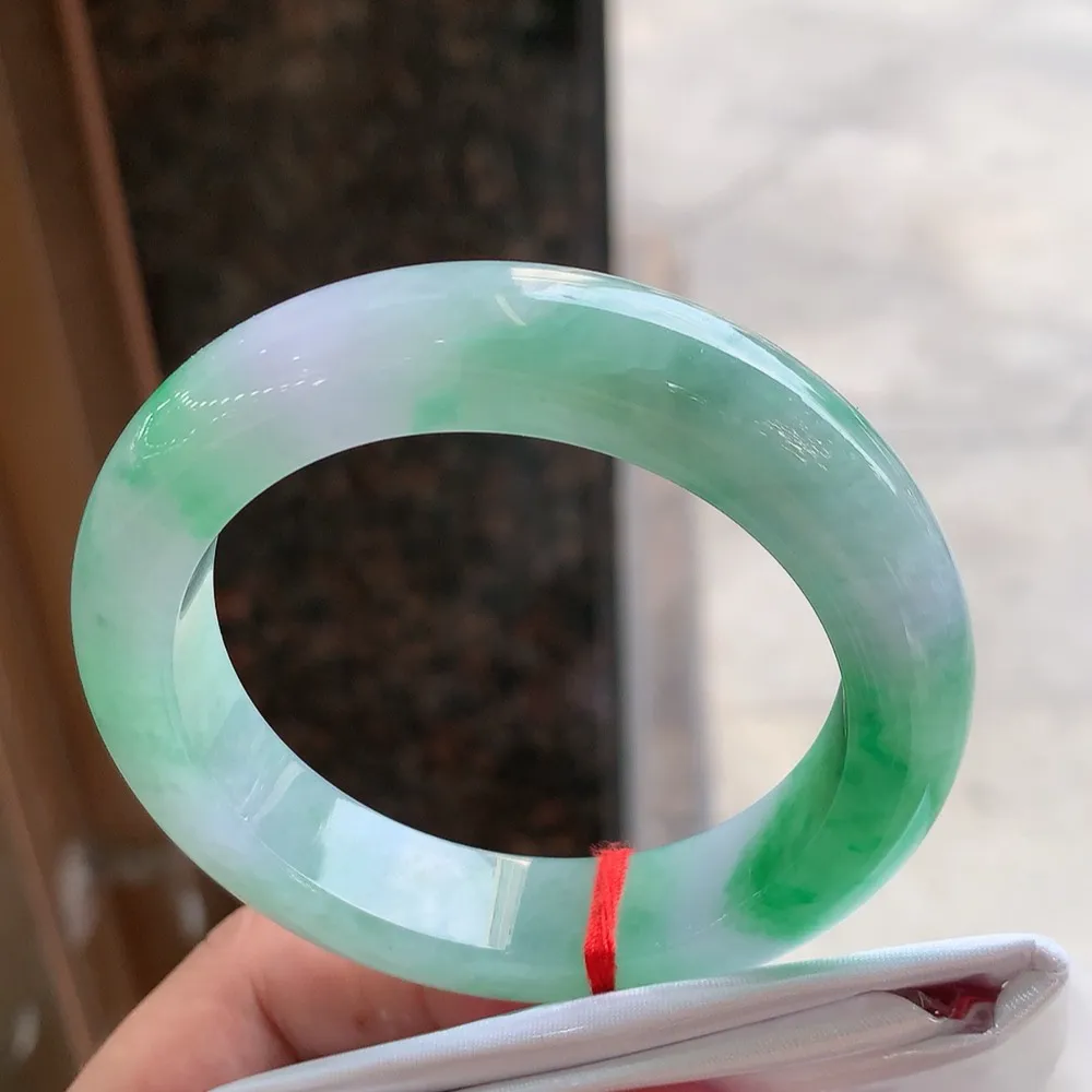 正圈冰阳绿淡淡紫 无瑕 尺寸:53.7/12.8/10.1 色好