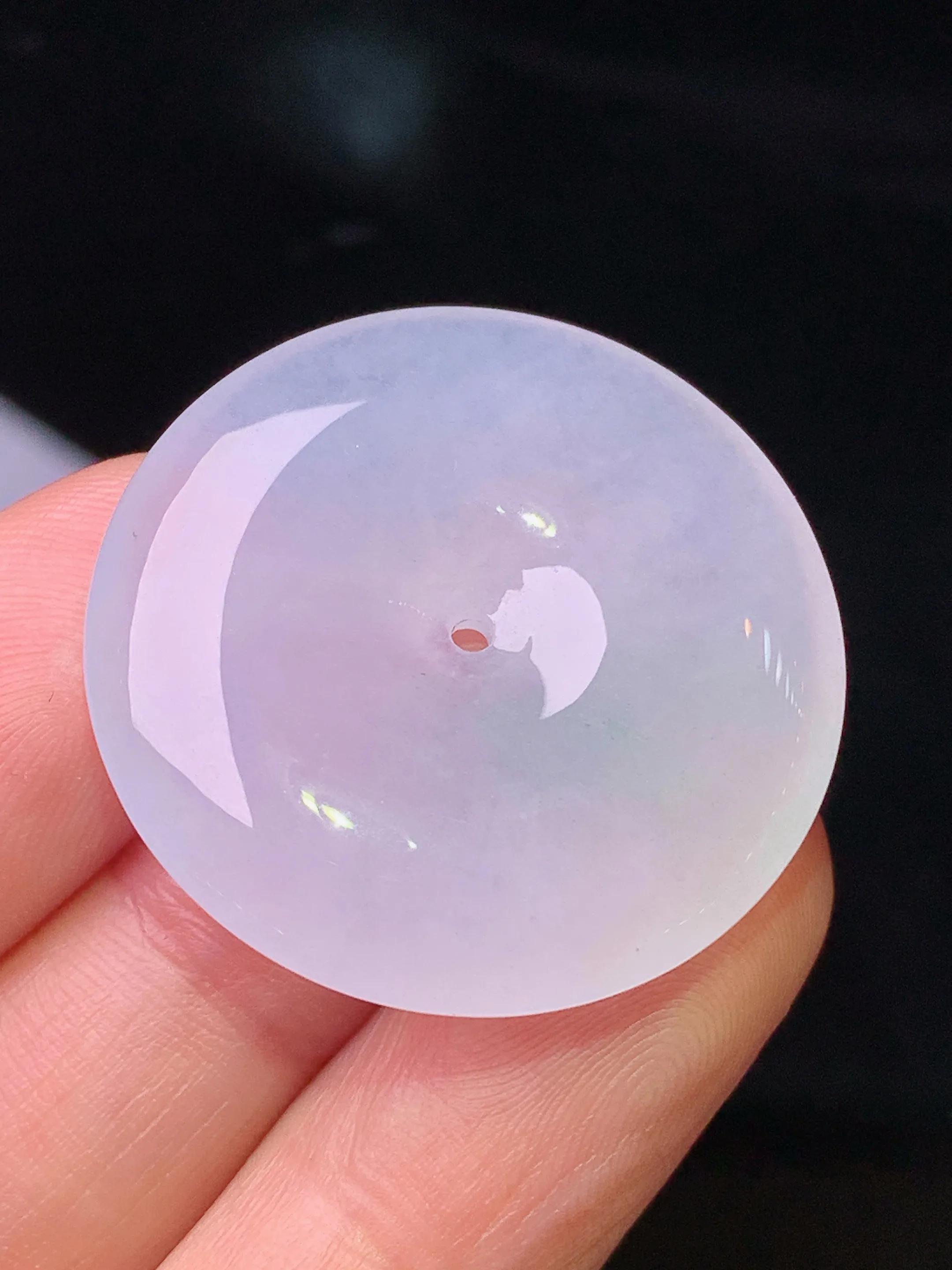 冰种平安扣吊坠 玉质细腻 色泽清新艳丽 整体尺寸28.8*5.6