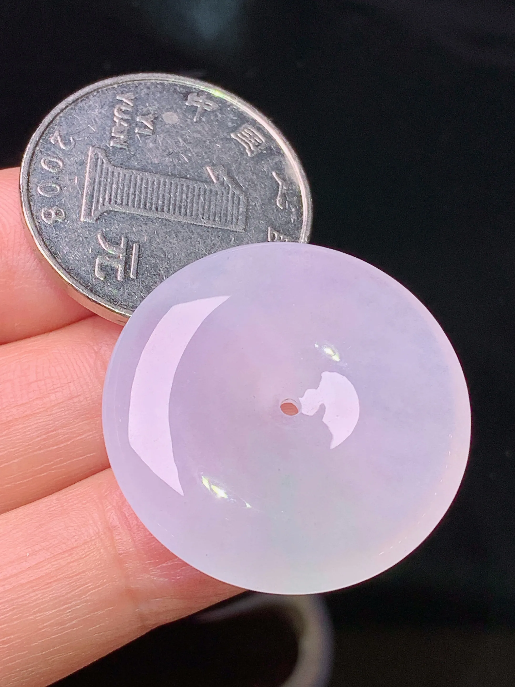 冰种平安扣吊坠 玉质细腻 色泽清新艳丽 整体尺寸28.8*5.6