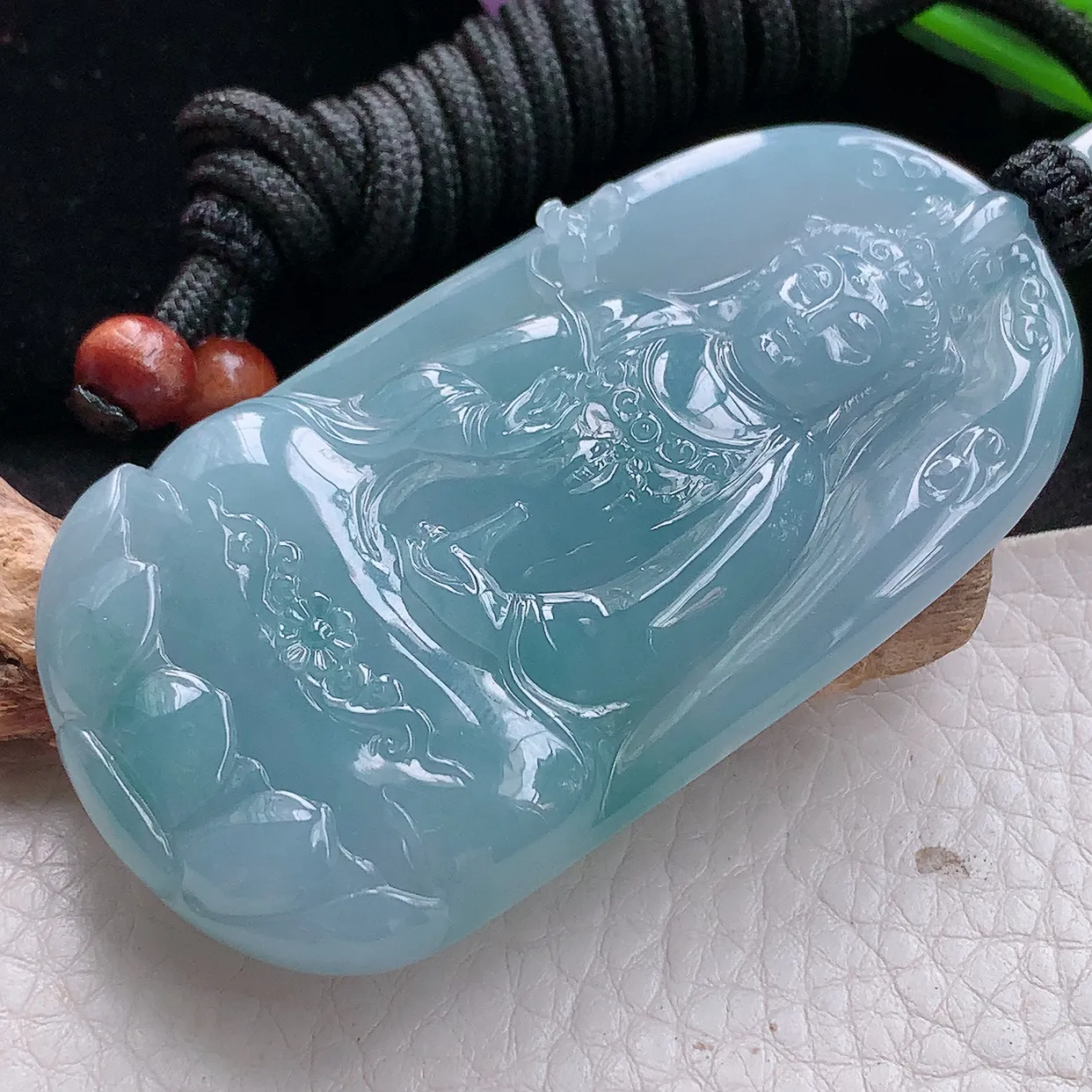 yl实拍68*36.2*7.5缅甸天然翡翠紫罗兰净瓶观音吊坠 持莲观世音菩萨