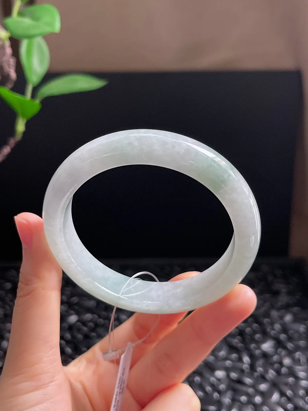 正圈56圈口，翡翠糯化种浅绿手镯