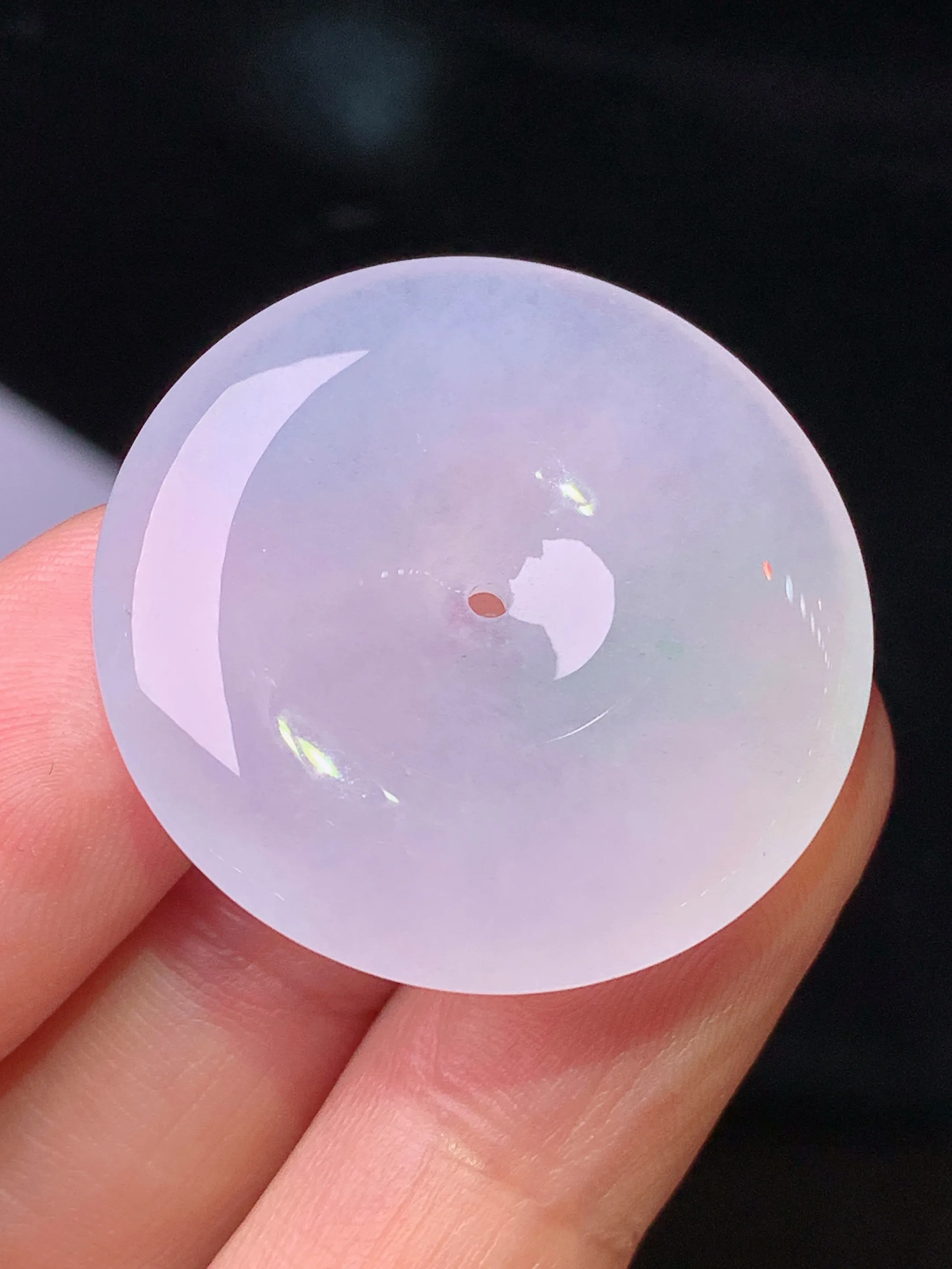 冰种平安扣吊坠 玉质细腻 色泽清新艳丽 整体尺寸28.8*5.6