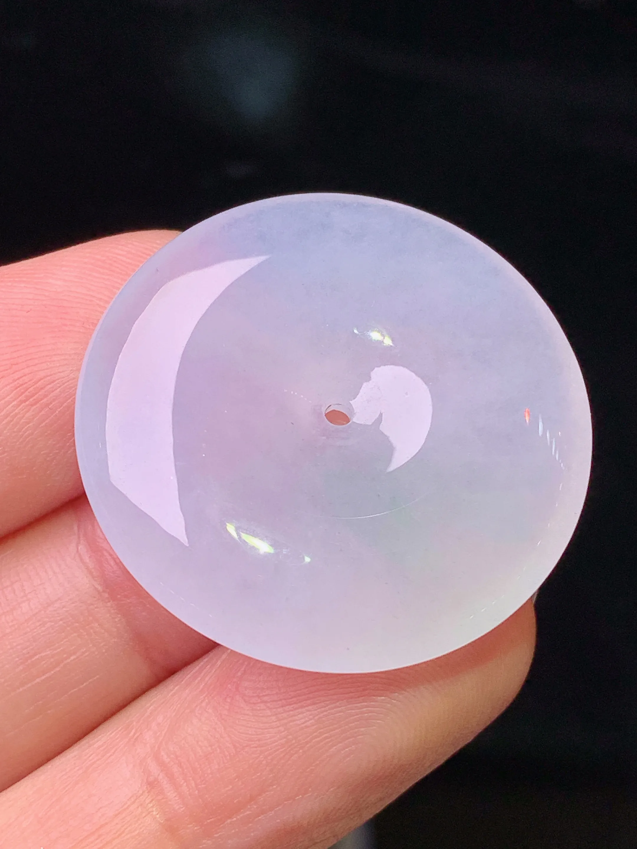 冰种平安扣吊坠 玉质细腻 色泽清新艳丽 整体尺寸28.8*5.6