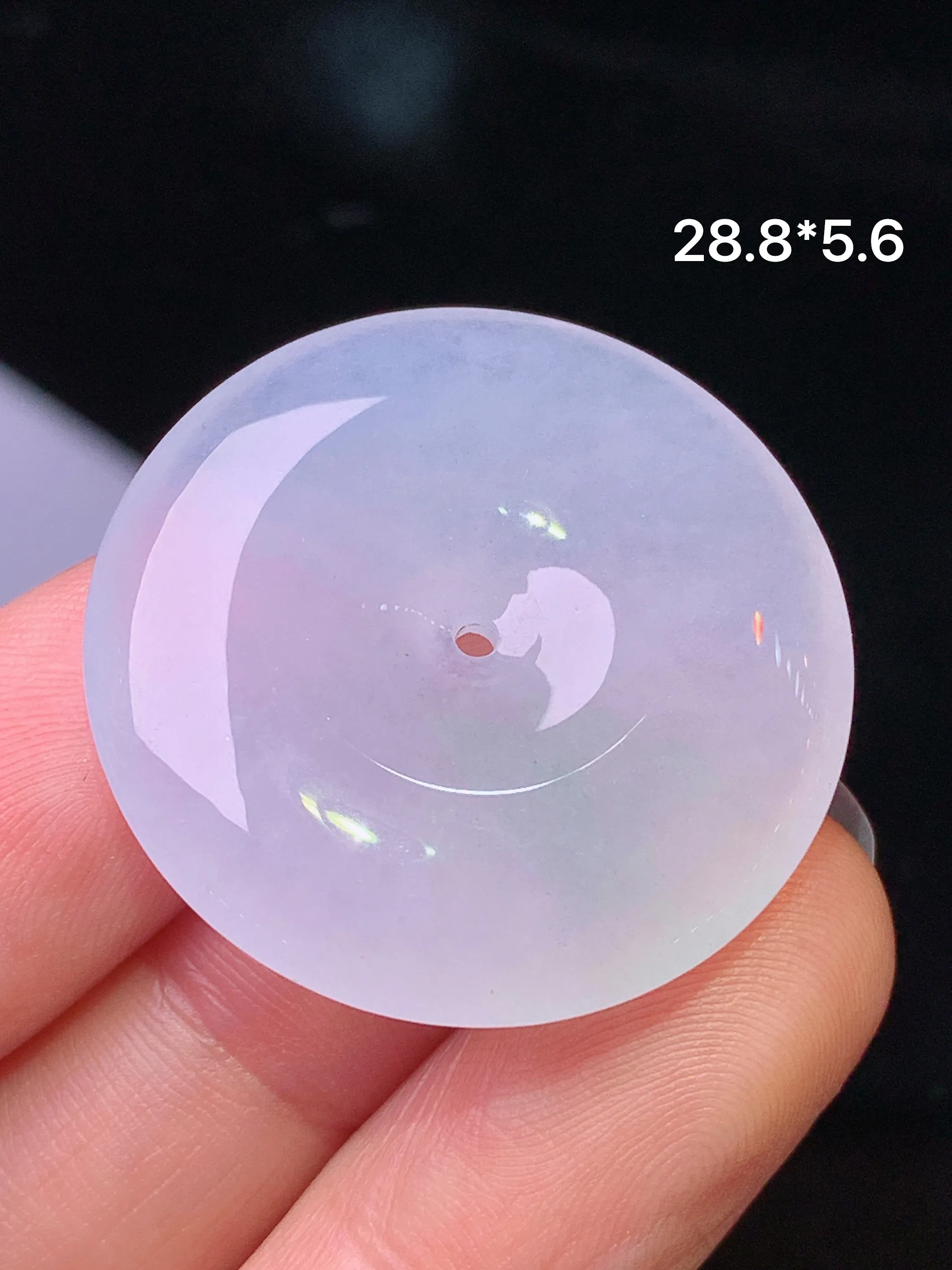 冰种平安扣吊坠 玉质细腻 色泽清新艳丽 整体尺寸28.8*5.6