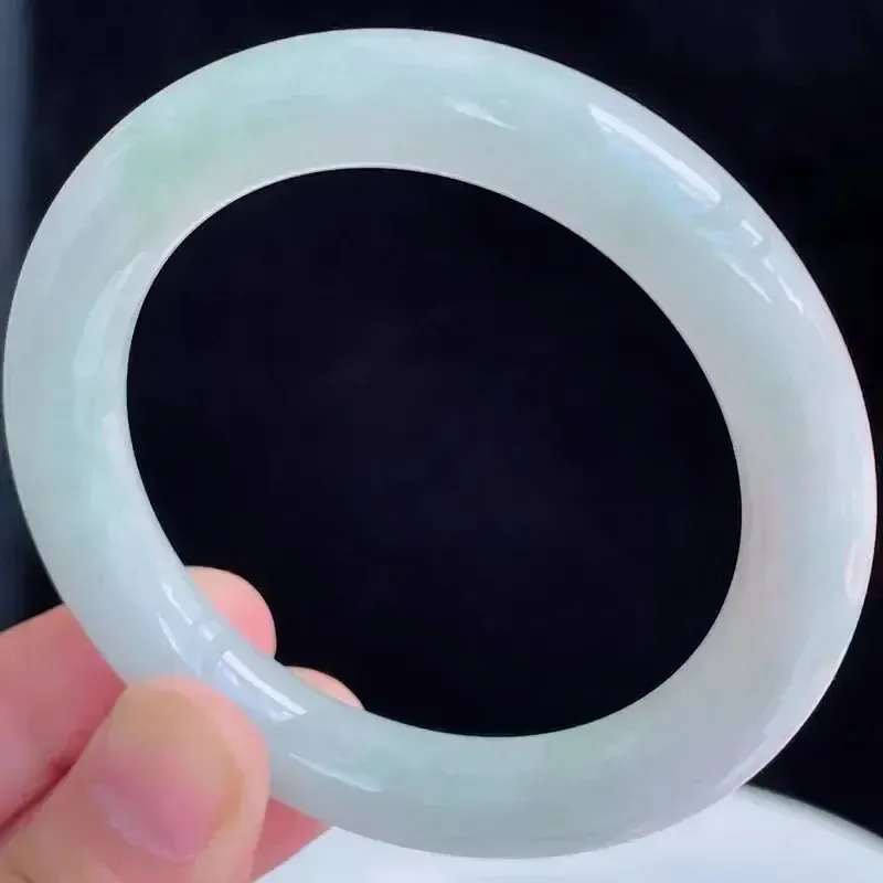 53圈好种水玉石天然翡翠A货水润有种有色飘绿手镯53.44g