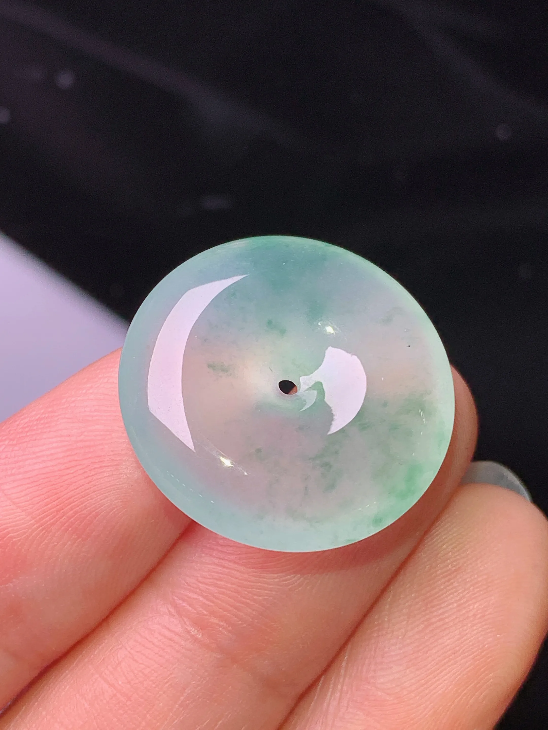 冰种平安扣吊坠 玉质细腻 色泽清新艳丽 整体尺寸21.5*5.8