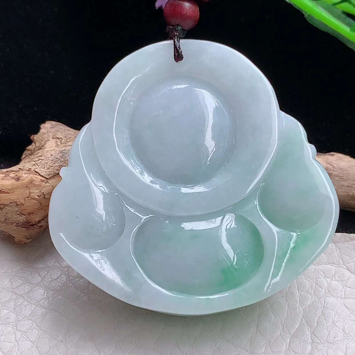 zen实拍46.8*48*14缅甸天然翡翠飘绿大佛公吊坠 大肚弥勒佛像玉坠