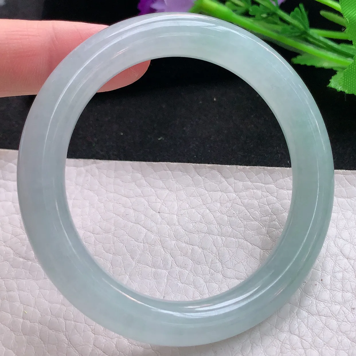 jm自然光55*9.8美人镯 缅甸翡翠A货冰晴纯美圆条玉手镯玉手环