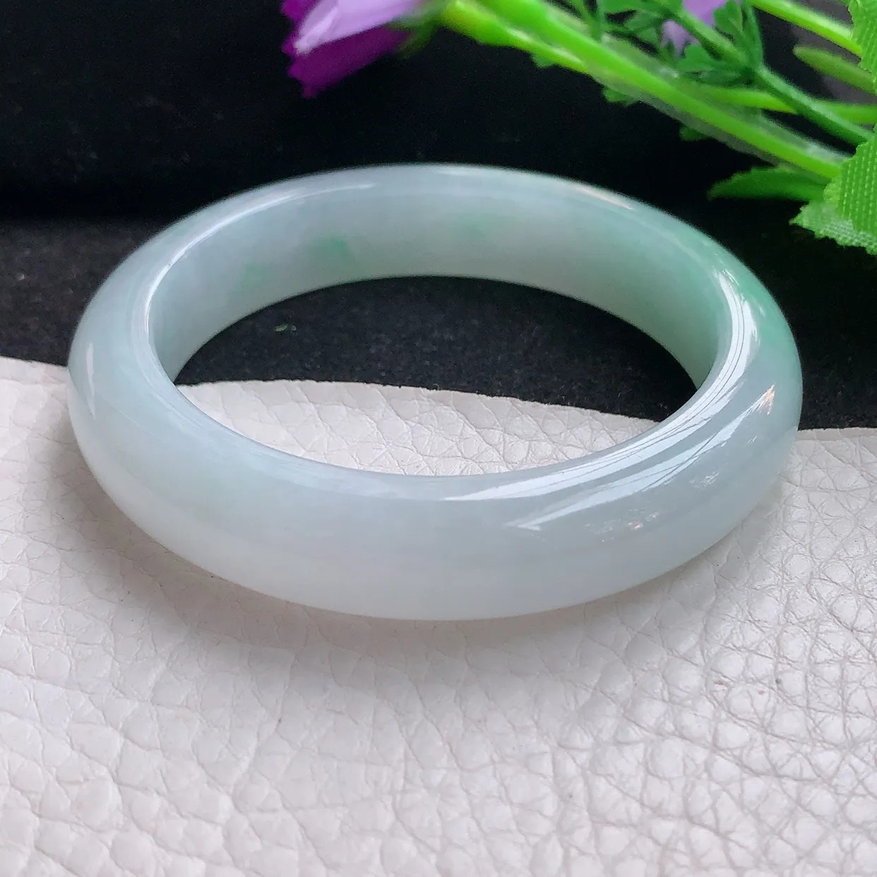 fx小圈口51*11.8*8.2平安镯 翡翠玉手镯清新冰胶宽边玉手环 美人镯