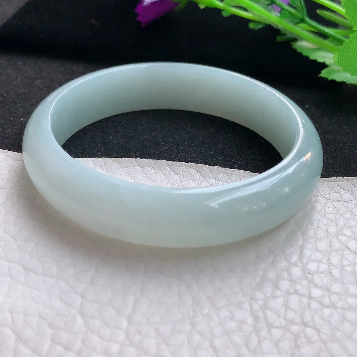 nr自然光57.5*13.8*7平安镯 缅甸翡翠A货玉手镯晴底宽边玉手环