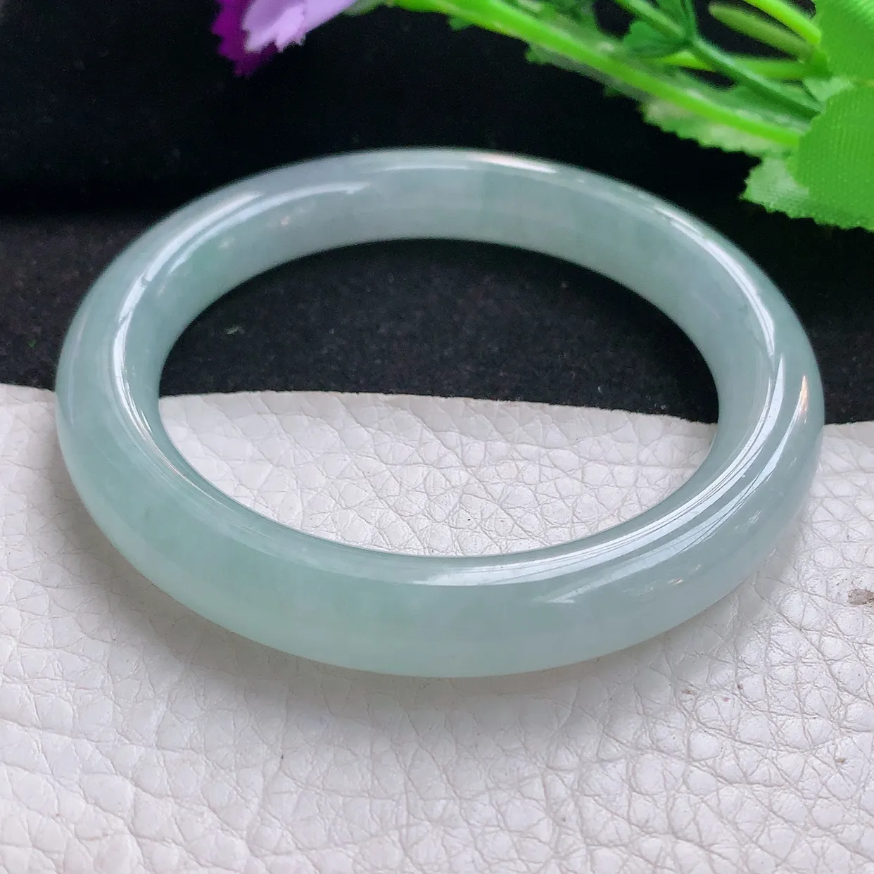 jm自然光55*9.8美人镯 缅甸翡翠A货冰晴纯美圆条玉手镯玉手环