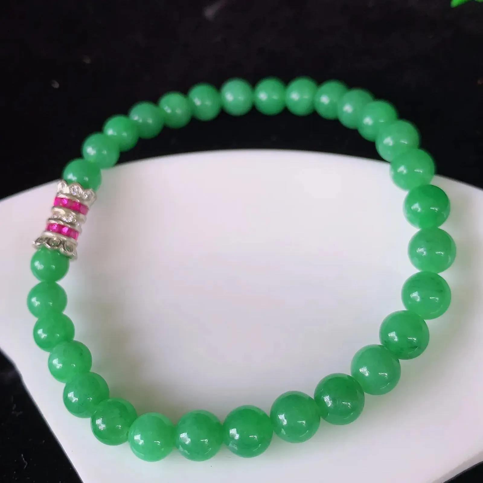 自然光实拍，冰润满绿翡翠手串手链，颜色丰富，料子细腻，高档大气，自戴送礼佳品！#003.3取一尺寸6