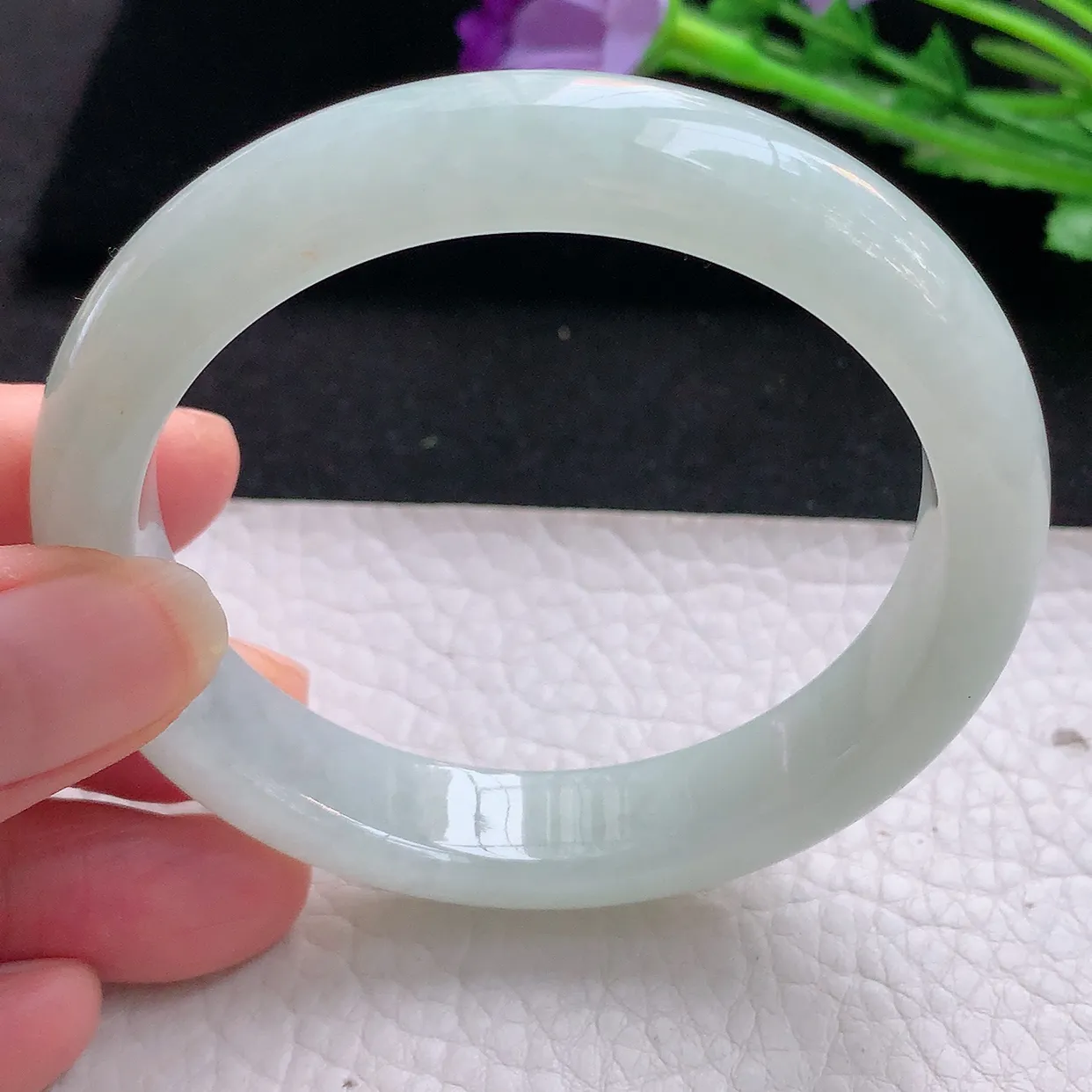 xx自然光56*12*7.8平安镯 缅甸翡翠A货玉手镯冰晴宽边玉手环