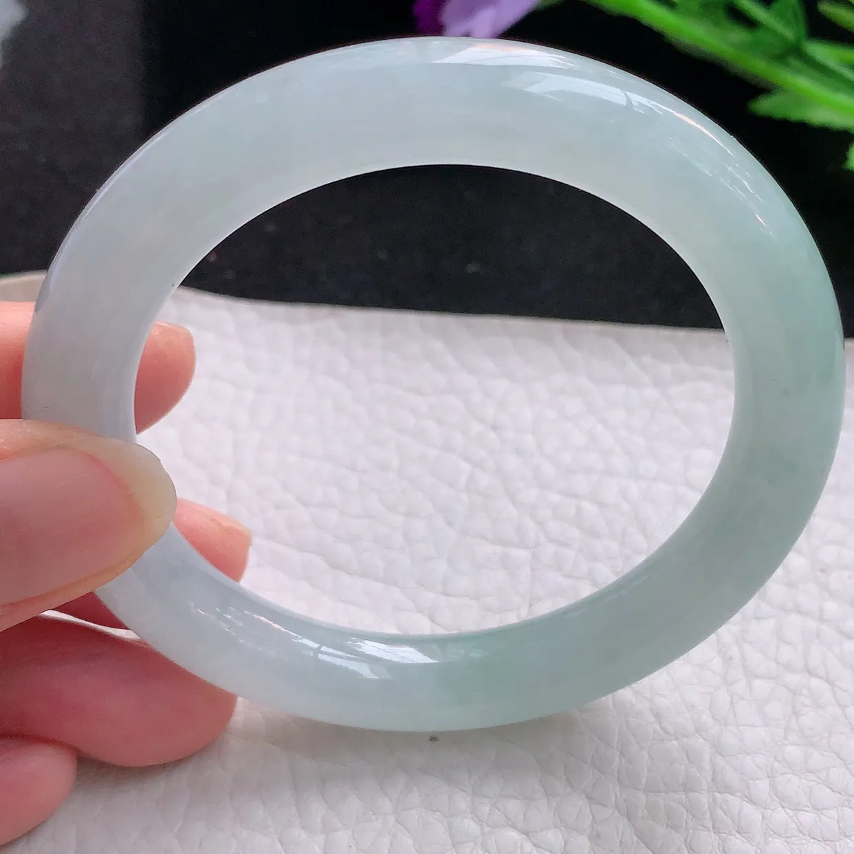 jm自然光55*9.8美人镯 缅甸翡翠A货冰晴纯美圆条玉手镯玉手环