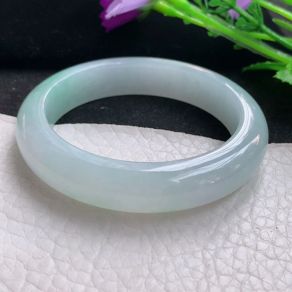 fx小圈口51*11.8*8.2平安镯 翡翠玉手镯清新冰胶宽边玉手环 美人镯