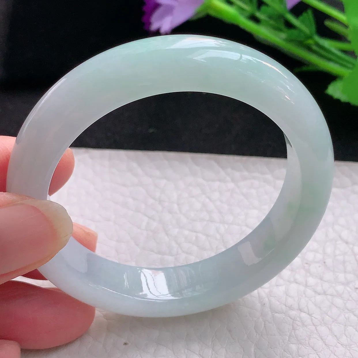 fx小圈口51*11.8*8.2平安镯 翡翠玉手镯清新冰胶宽边玉手环 美人镯