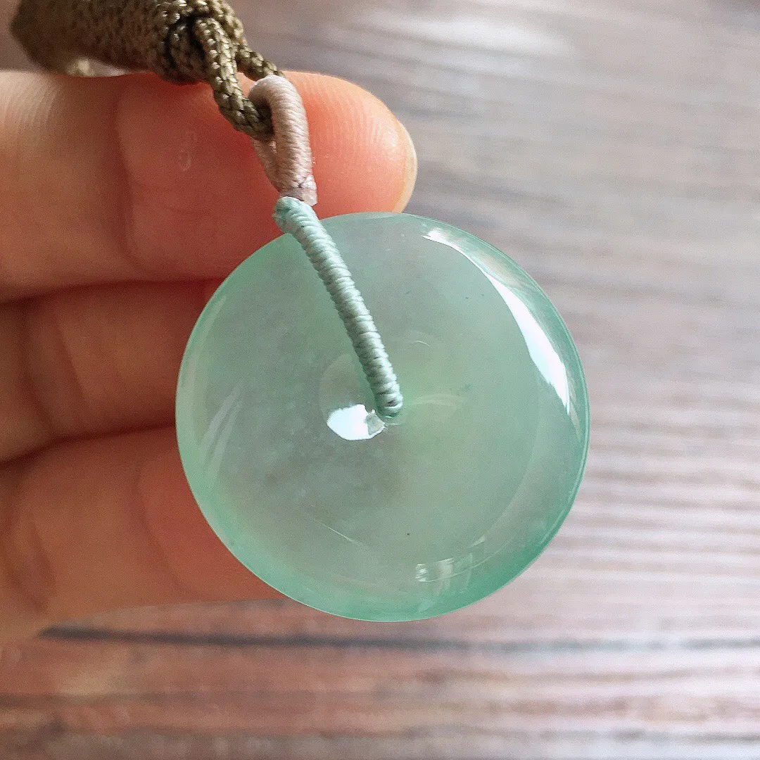 冰晴底平安扣，冰冰润润，玉质细腻，种水足，001 尺寸27.5*5.7