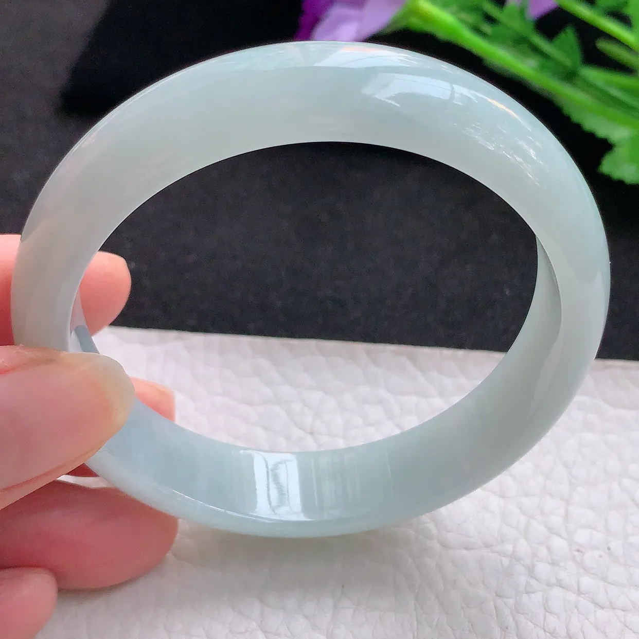 nr自然光57.5*13.8*7平安镯 缅甸翡翠A货玉手镯晴底宽边玉手环