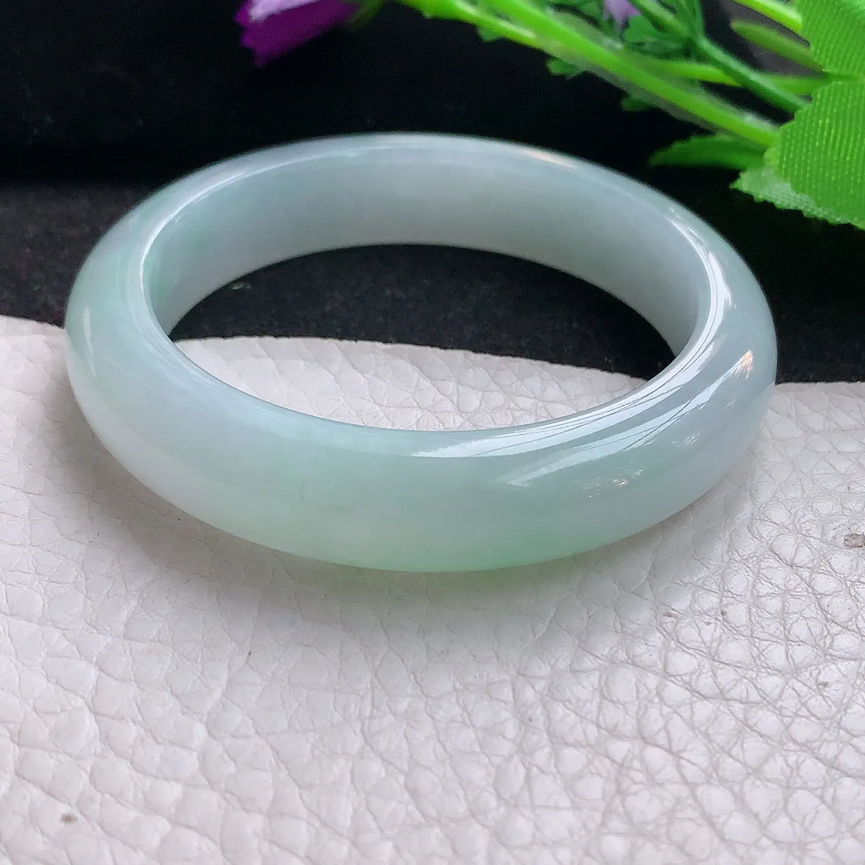 fx小圈口51*11.8*8.2平安镯 翡翠玉手镯清新冰胶宽边玉手环 美人镯