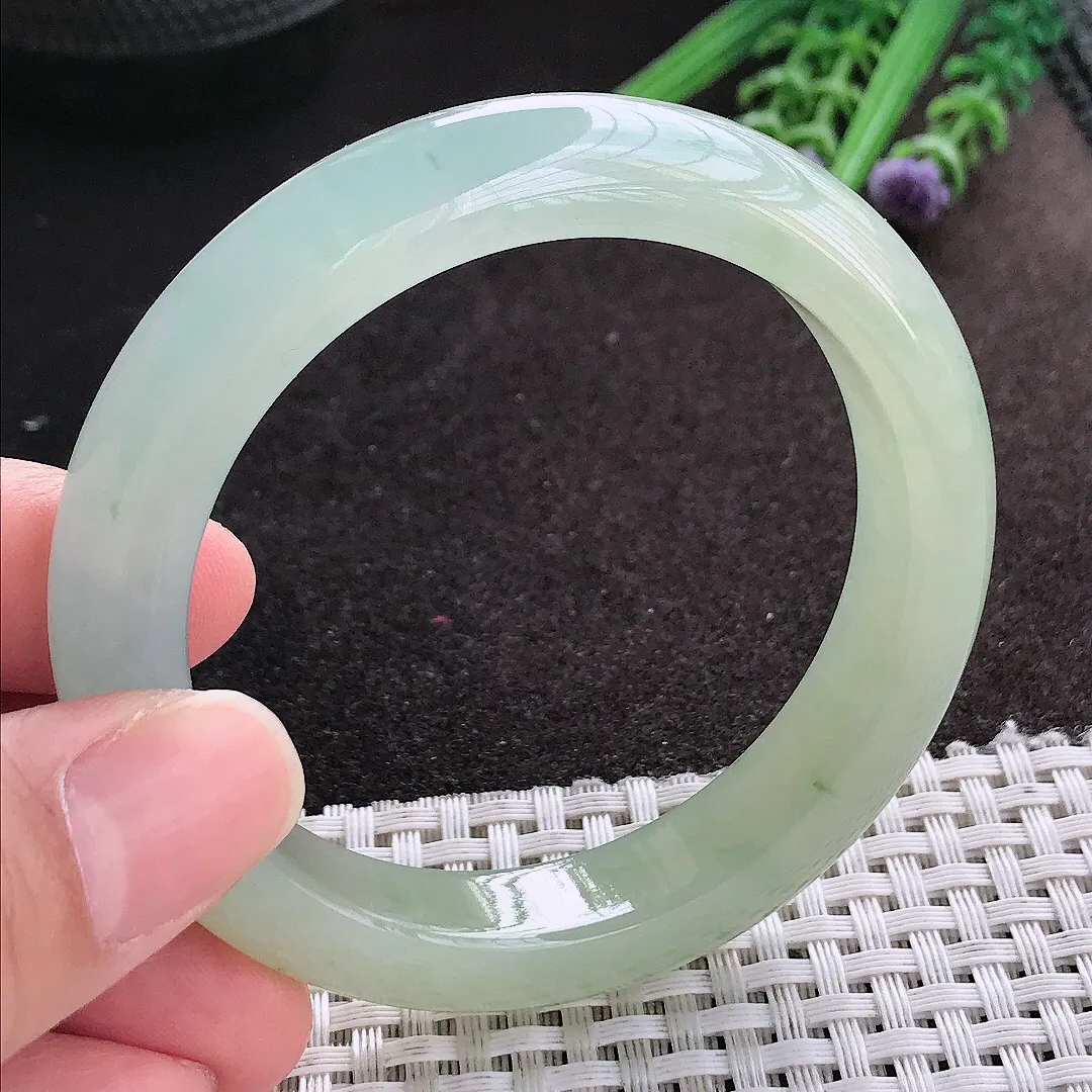 天然A货翡翠54.5/11.9/9老坑冰胶果冻蜜蜡黄黄翡手镯宽边玉镯手环