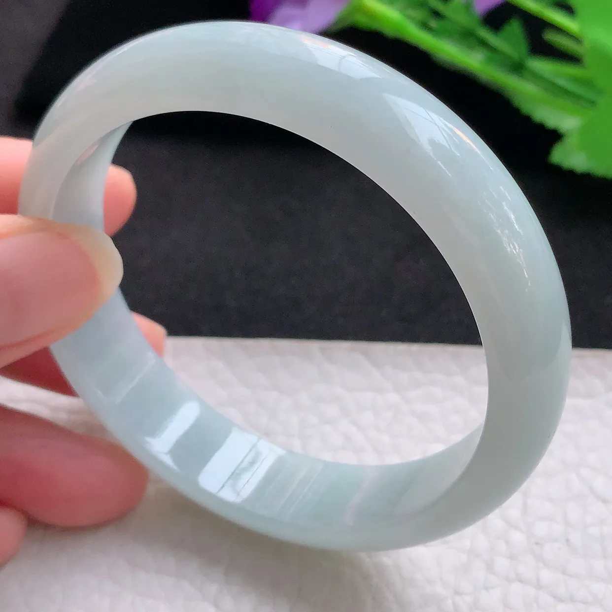 nr自然光57.5*13.8*7平安镯 缅甸翡翠A货玉手镯晴底宽边玉手环